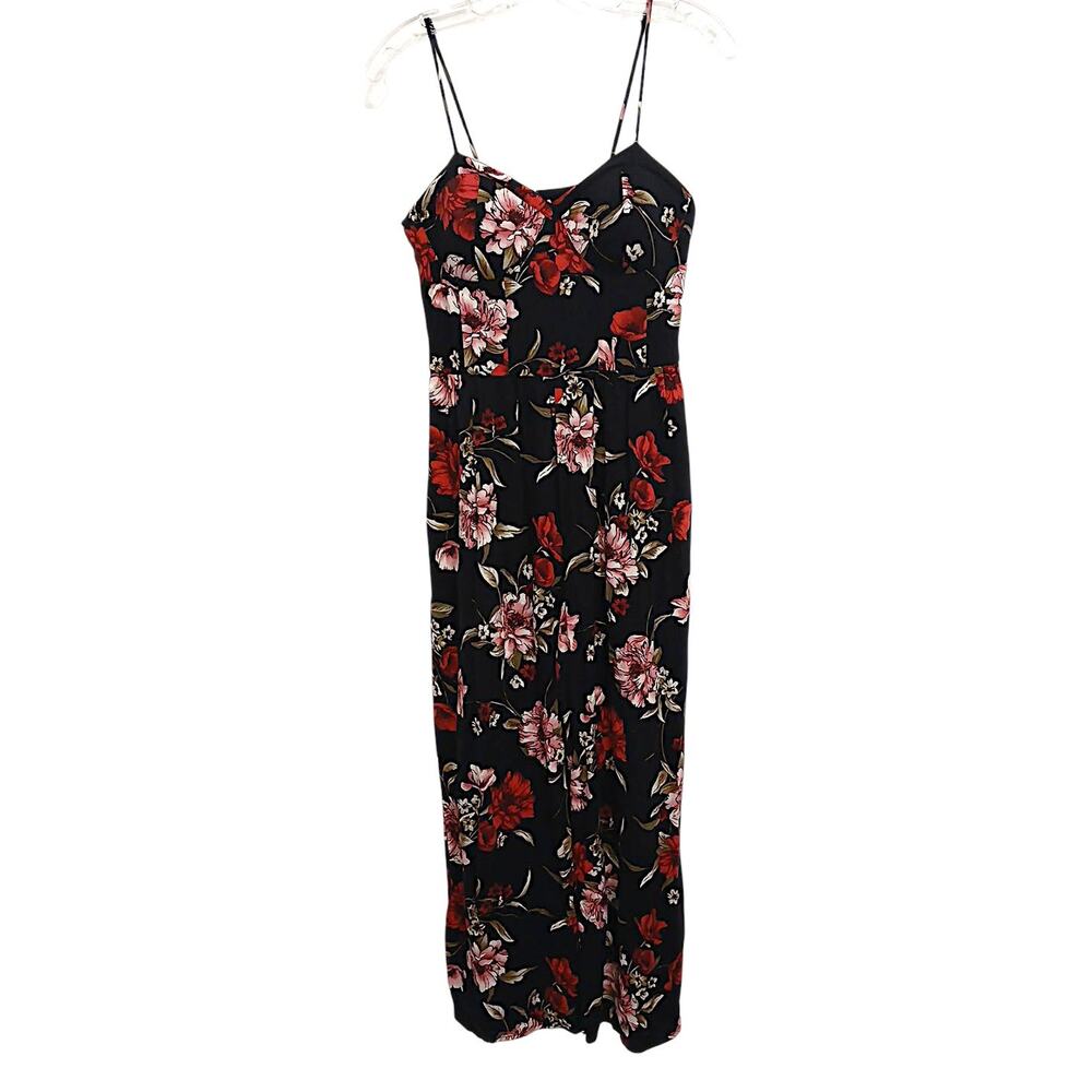 Y2K Retro‎ Floral Jumpsuit Women Sz Small Maxi Sleeveless Pockets Boho Coquette